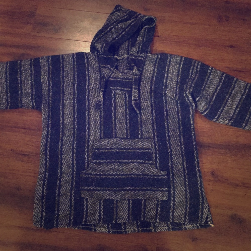 Blue and grey drug rug hoodie